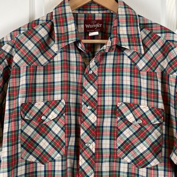Wrangler cowboy pearl snap western short sleeve button down shirt, men’s XL - Picture 3 of 9